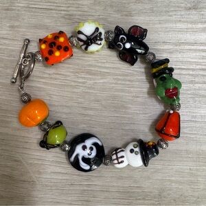 Lampwork Glass Beads Halloween Toggle Bracelet